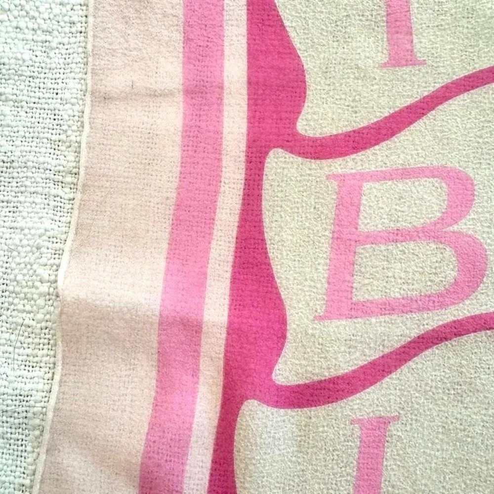 Vintage Bvlgari Pink and Cream Logo Sheer Silk Scarf‎ Made in Italy 80s 90s